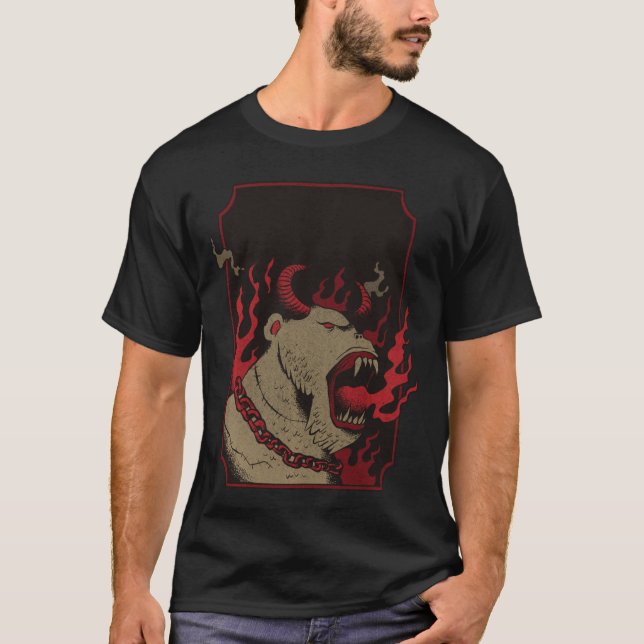 Creature With Horns Horror Demon Satanic girl T-Shirt (Front)