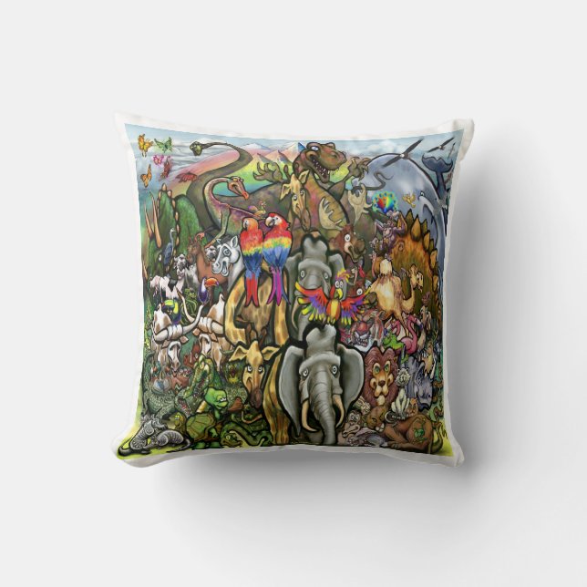 Creatures Great and Small Throw Pillow (Front)