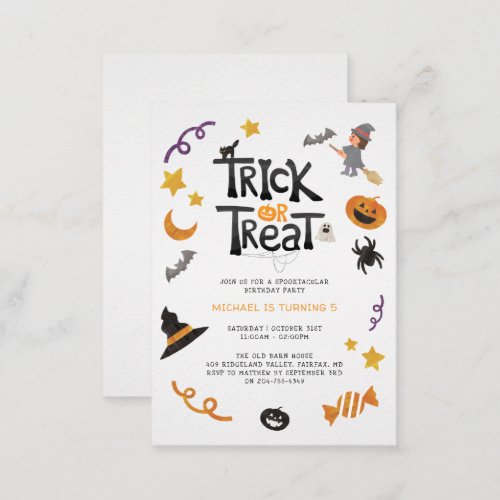 Creatures Halloween Monsters Birthday Party Note Card