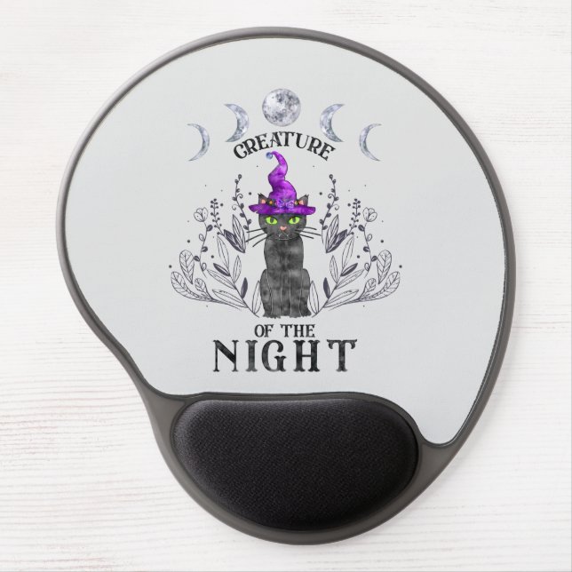 Creatures of the Night – Halloween Black Cat Gel Mouse Pad (Front)