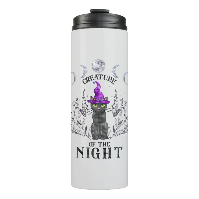 Creatures of the Night – Halloween Black Cat Thermal Tumbler (Front)