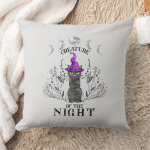 Creatures of the Night – Halloween Black Cat Throw Pillow