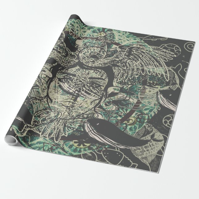 Creatures Wrapping Paper (Unrolled)