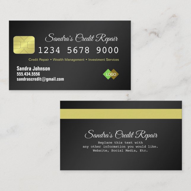 Credit Card Black and Gold Business Card (Front/Back)