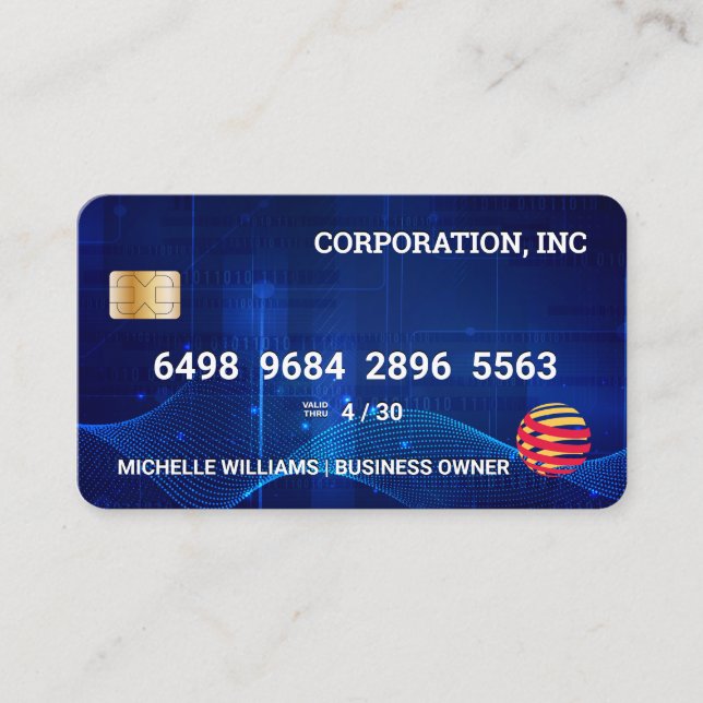 Credit Card | Blue Digital Background (Front)