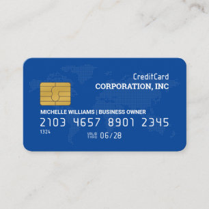 Credit Card Blue Map of The World