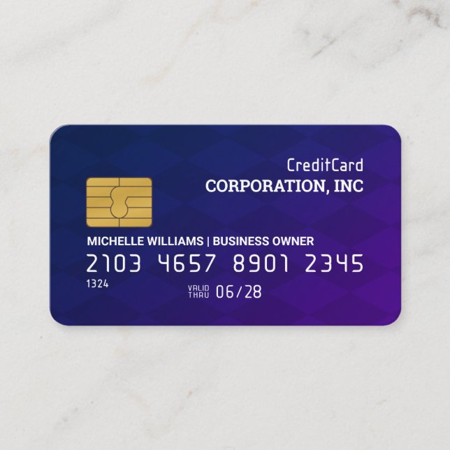 Credit Card | Checkered Purple Background (Front)