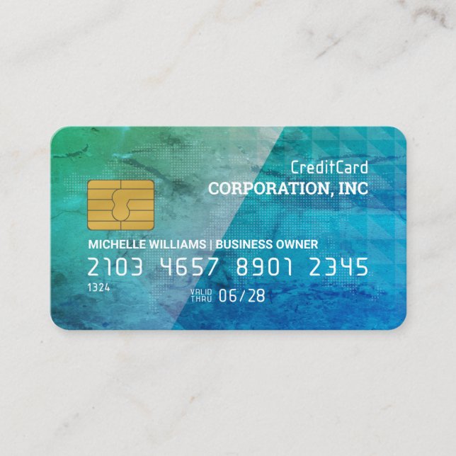 Credit Card | Geometric Pattern | Blue Green (Front)