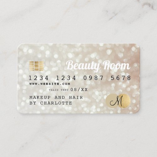 Credit card gold bokeh beauty monogram