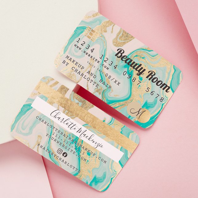Credit card gold marble agate beauty monogram (Creator Uploaded)