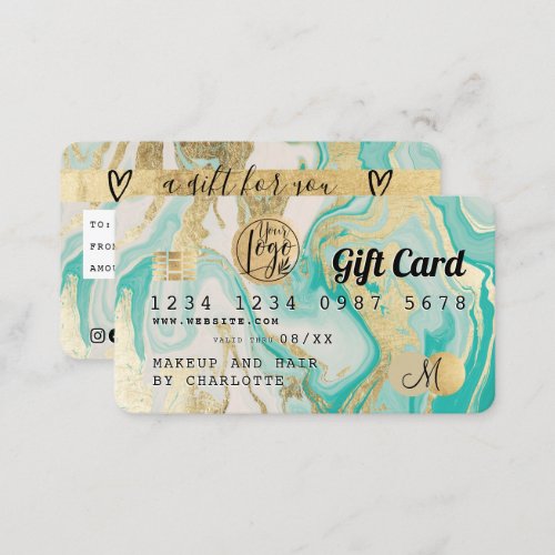 Credit card gold marble agate gift certificate