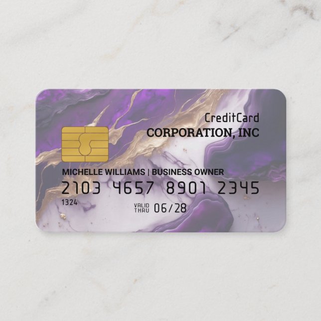 Credit Card | Gold Violet Marble (Front)
