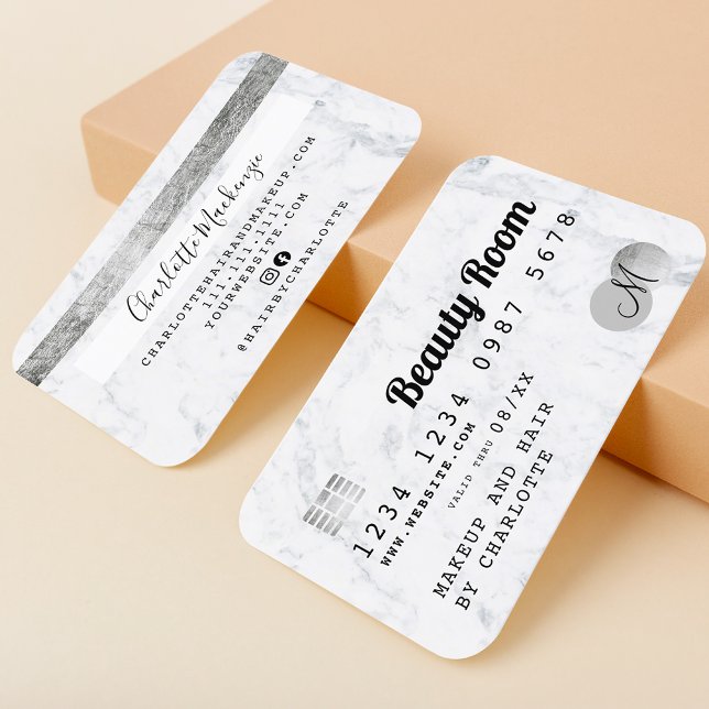 Credit card hair beauty marble chic monogram (Creator Uploaded)