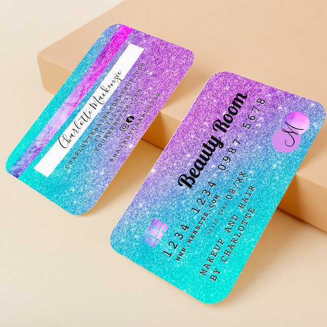 Credit card hair beauty mermaid glitter monogram (Creator Uploaded)