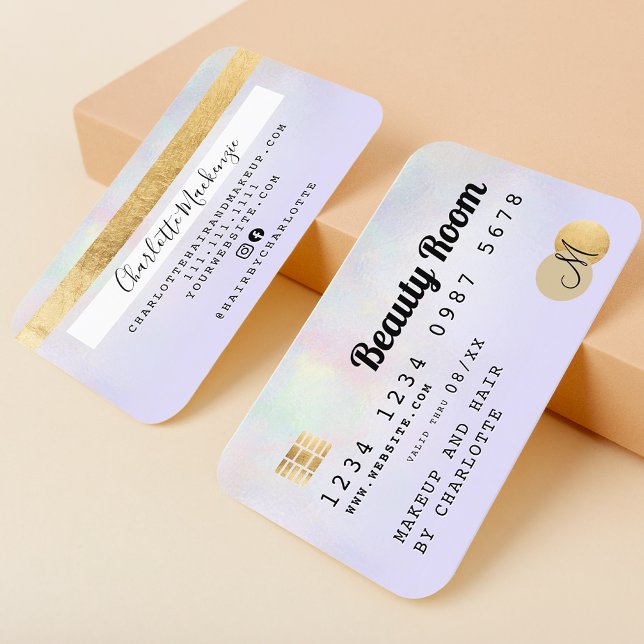 Credit card holographic purple beauty monogram (Creator Uploaded)
