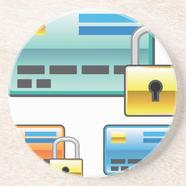 Credit Card Lock debit ATM card Sandstone Coaster (Front)