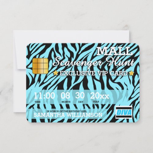 Credit Card Mall Scavenger Hunt Party Invitation
