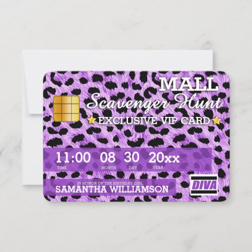 Credit Card Mall Scavenger Hunt Party Invitation