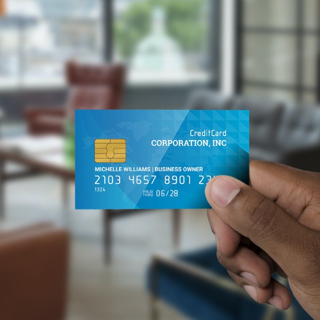 Credit Card | Map of The World | Geometric Blue (Creator Uploaded)