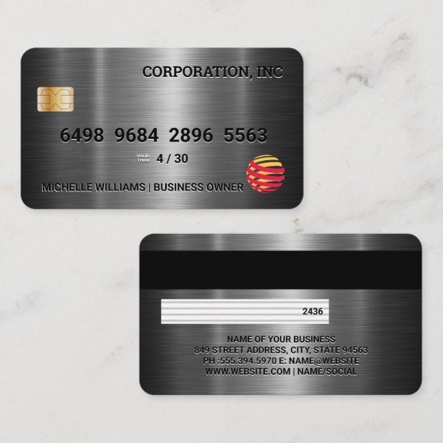 Credit Card | Metallic Background (Front/Back)