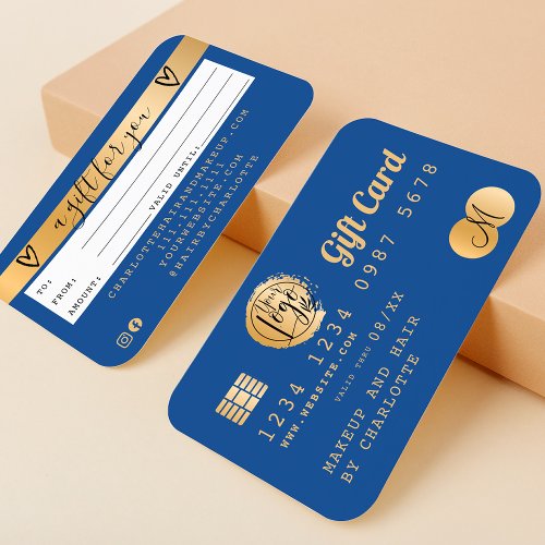 Credit card modern blue gold foil gift card