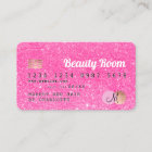 Credit card neon pink glitter beauty monogram