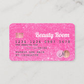 Credit card neon pink glitter beauty monogram (Front)