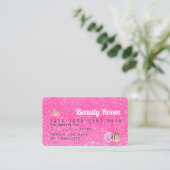 Credit card neon pink glitter beauty monogram (Standing Front)