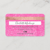 Credit card neon pink glitter beauty monogram (Back)