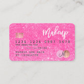 Credit card neon pink glitter makeup hair monogram (Front)