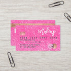 Credit card neon pink glitter makeup hair monogram