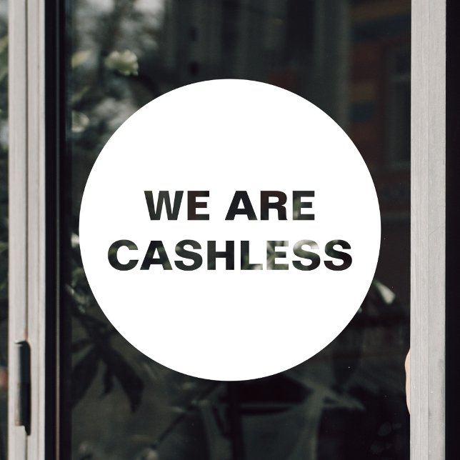Credit Card Only Cashless Business Round White Window Cling (Credit Card Only Cashless Business Round White Window Cling
)