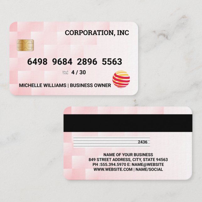 Credit Card | Pink Geometric Modern Pattern (Front/Back)