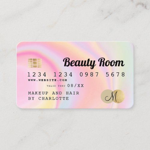 Credit card pink rainbow unicorn marble monogram