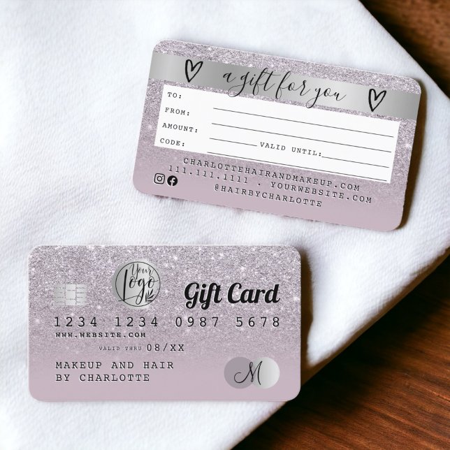 Credit card purple glitter ombre silver gift card (Credit card purple glitter ombre silver gift card)