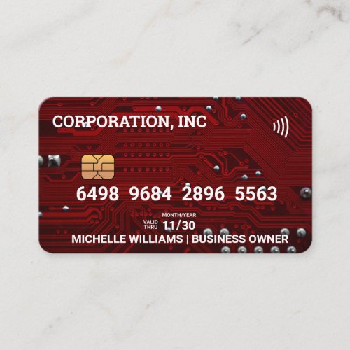 Credit Card  Red Circuit Board