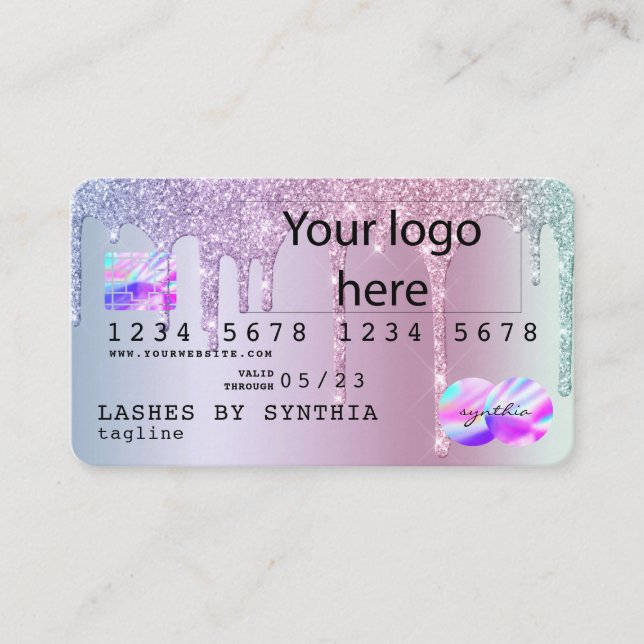Credit Card Rose Gold Dripping Gold add your logo (Front)