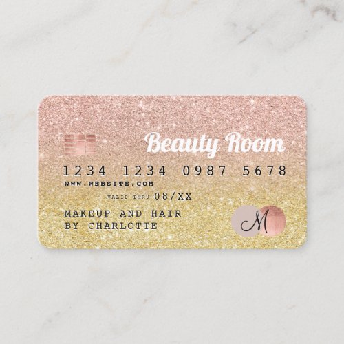 Credit card rose gold glitter gold beauty