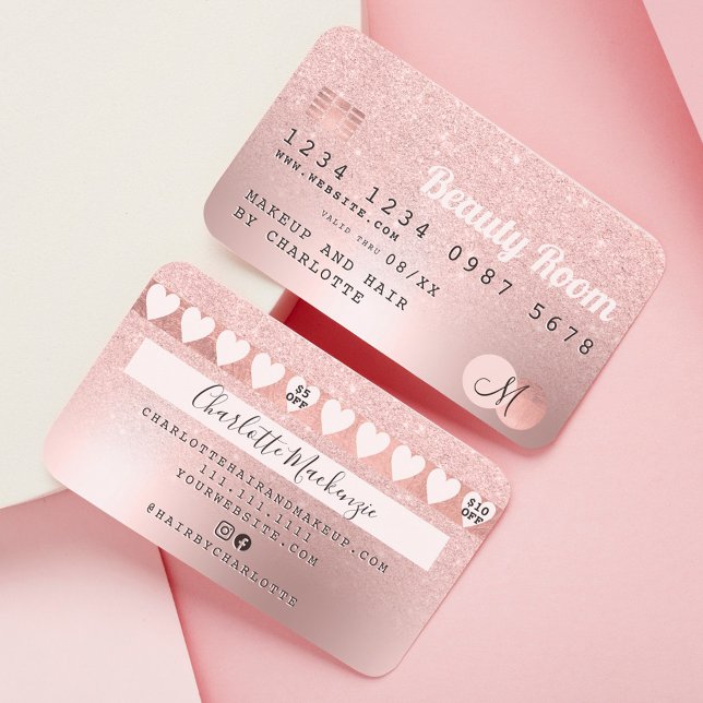 Credit card rose gold metallic glitter loyalty (Creator Uploaded)