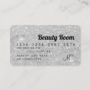 Credit card silver glitter beauty monogram