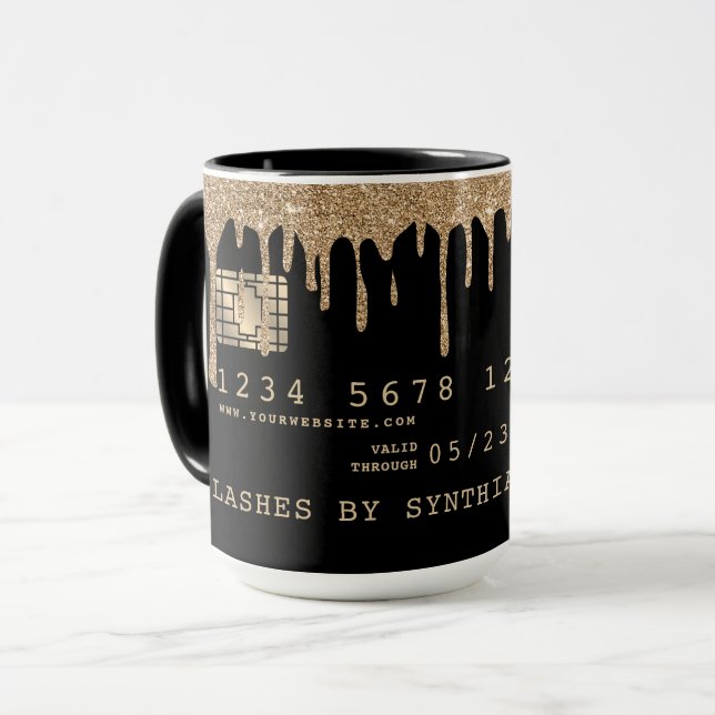 Credit Card Style Dripping Gold Mug (Front Left)