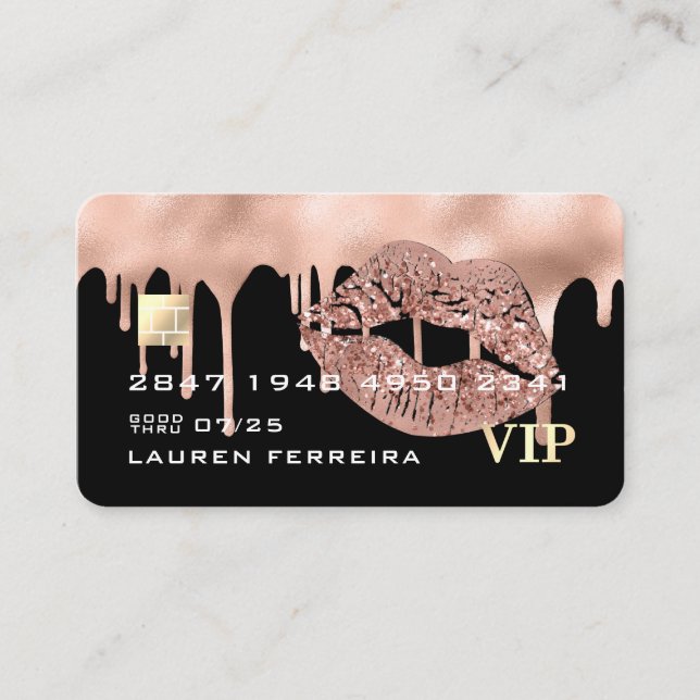 Credit Card Style Pink Drips Business Card (Front)