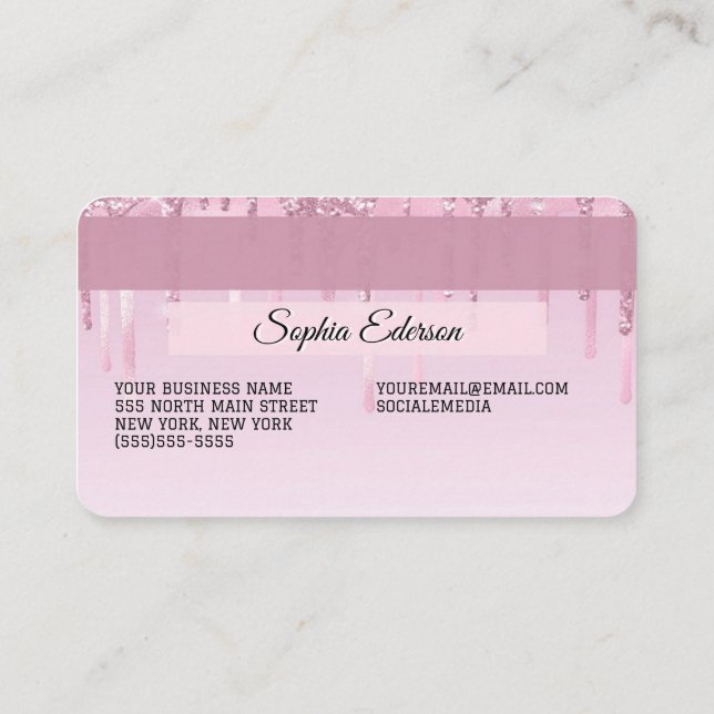 Credit card Style Pink Glitter  (Back)