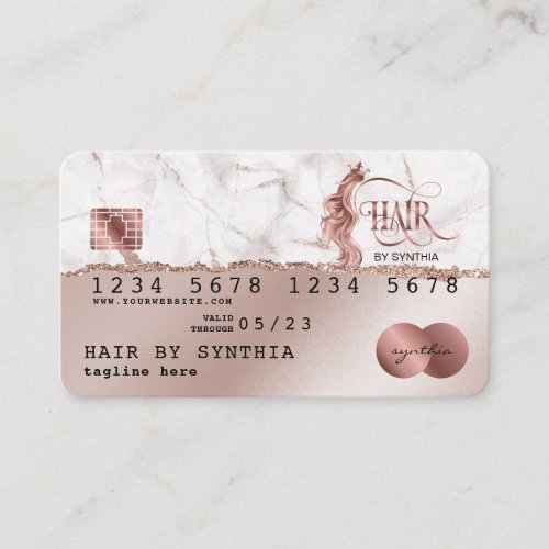 Credit Card Style RoseGold Hair Stylist Torn paper