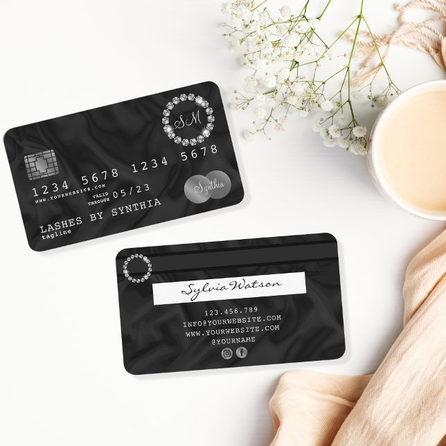 Credit Card Style Silver Diamond monogram (Creator Uploaded)