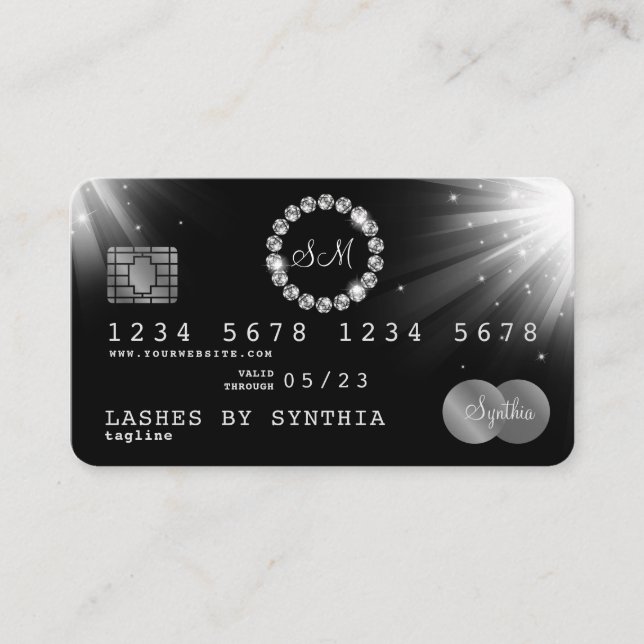 Credit Card Style Silver Diamond monogram (Front)