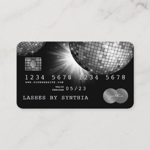 Credit Card Style Silver Disco Ball Glittering 70s
