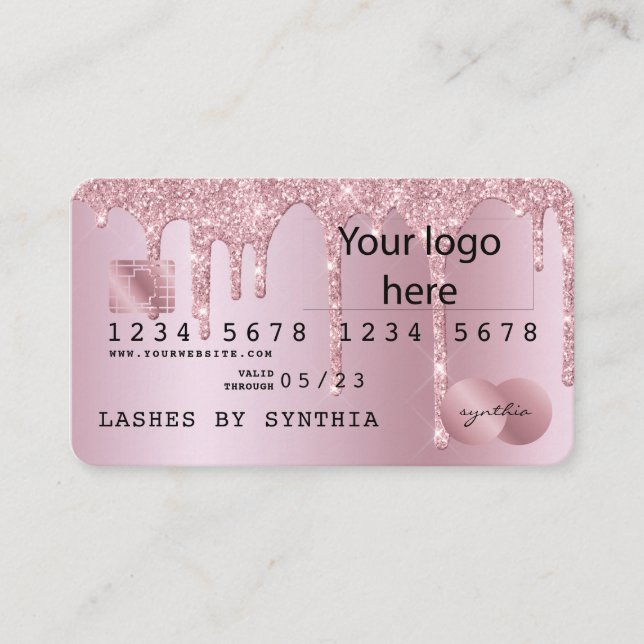 Credit Card Styled ADD YOUR LOGO Dripping Gold (Front)