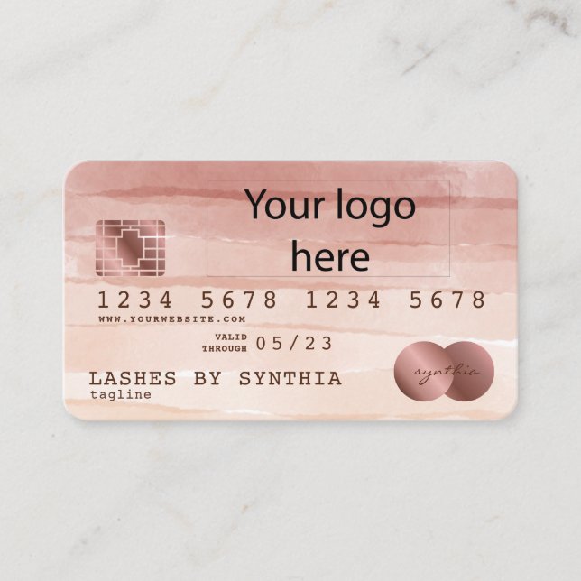 Credit Card Styled add your logo dusty rose (Front)