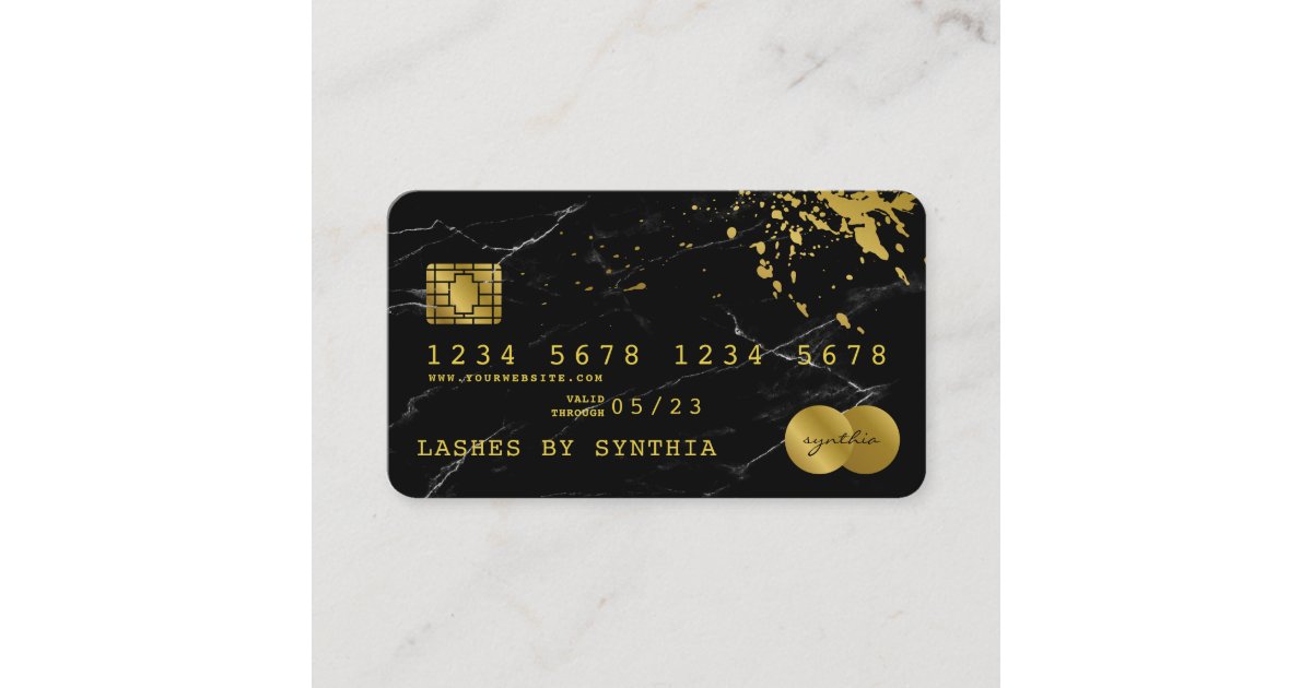 Credit Card Styled Black Marble Gold